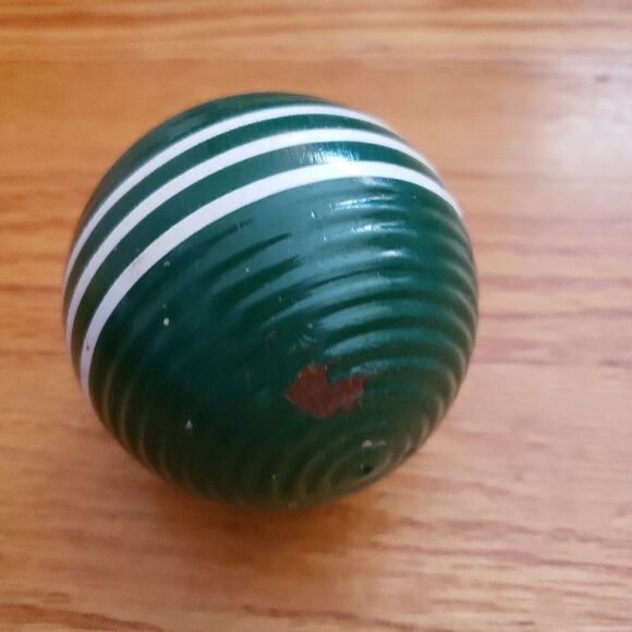 Vintage Forster Green Croquet Ball. Three Stripes - Picture 2 of 2